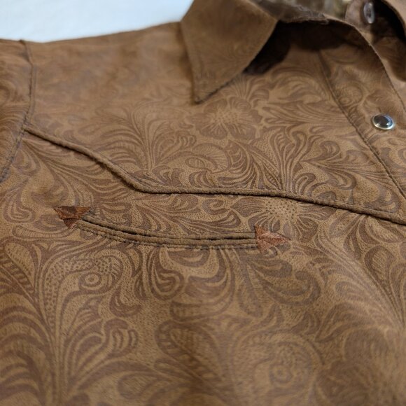 Vintage Western Roper Shirt Paisley Microsuede Pearl Snap Women Small Embossed - Picture 7 of 11